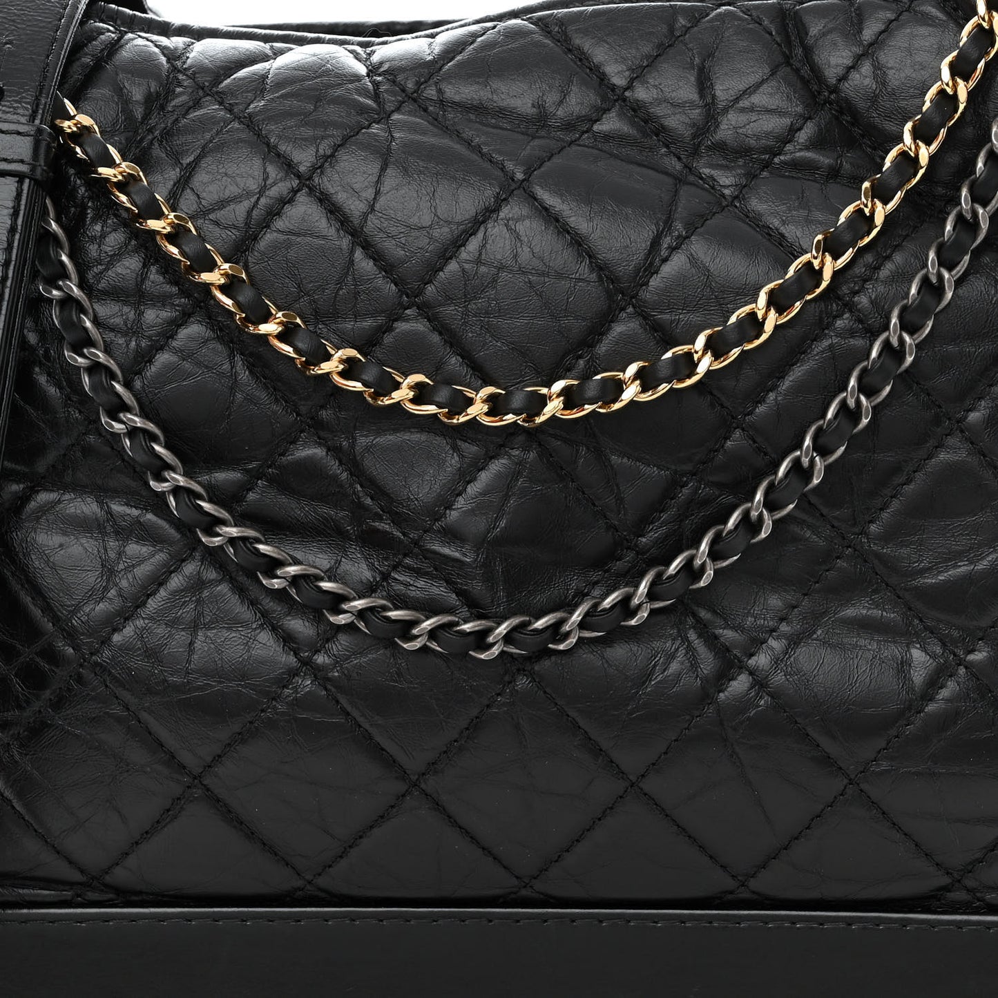 Aged Calfskin Quilted Large Gabrielle Hobo Black