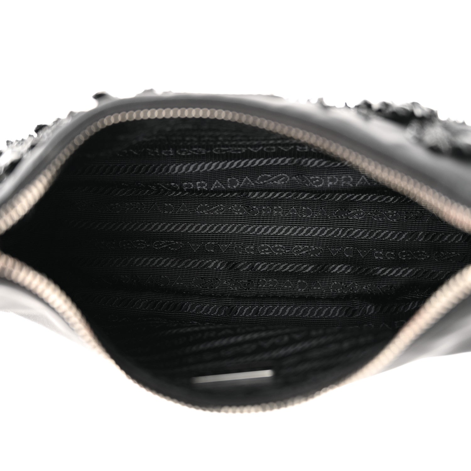 Prada Tessuto Nylon Saffiano Beaded Mini Re-Edition 2000 Shoulder Bag Black 5 of 9