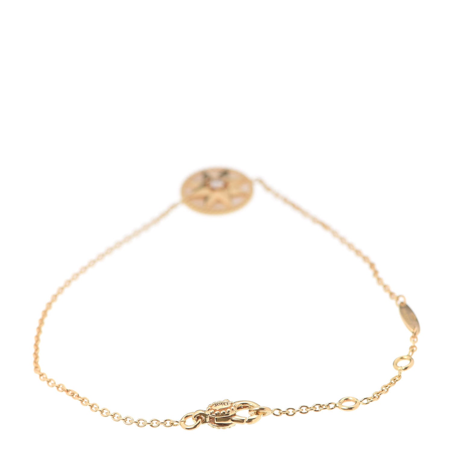 Christian Dior 18K Yellow Gold Diamond Mother of Pearl Rose Des Vents Bracelet 3 of 7