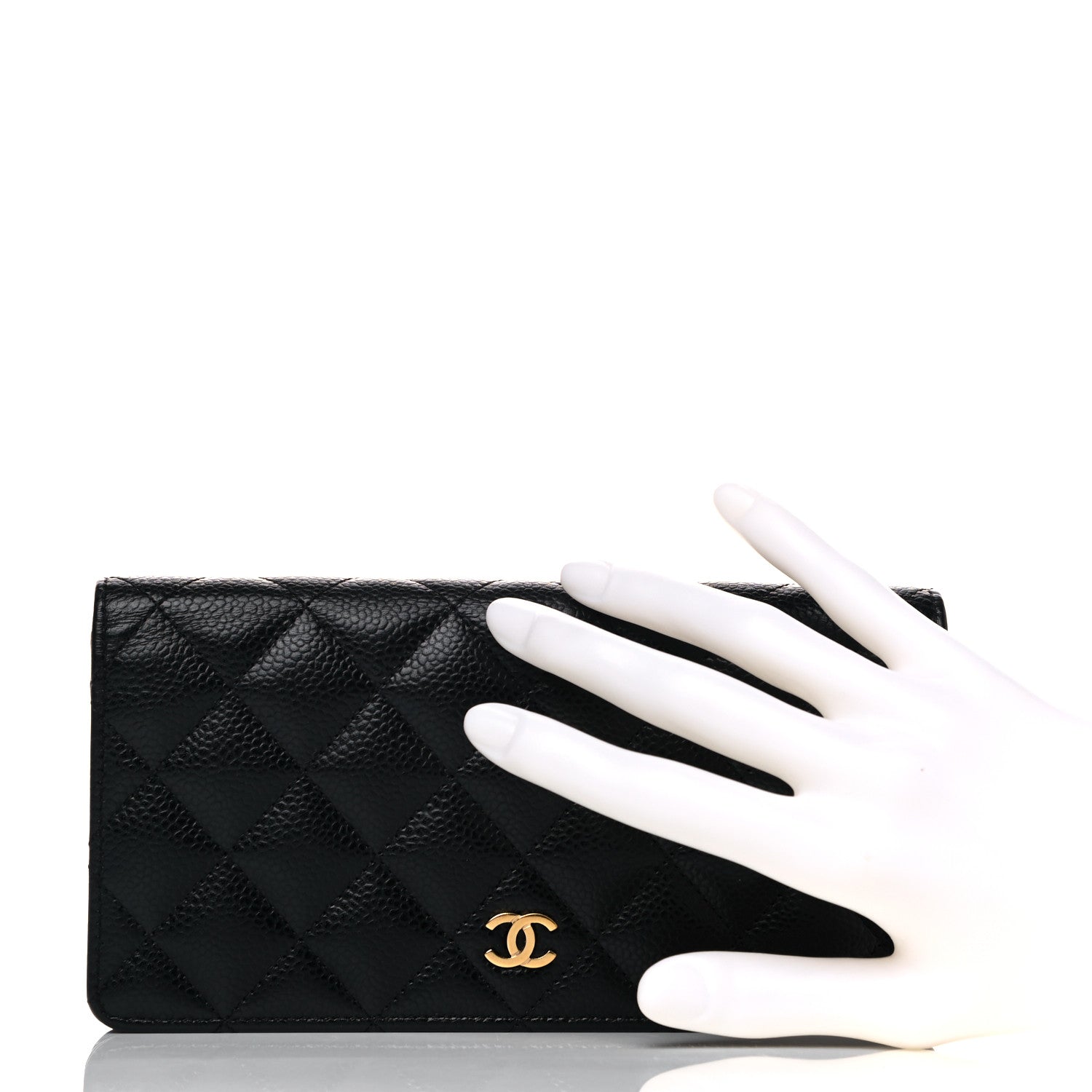 Chanel Caviar Quilted Yen Wallet Black 2 of 12