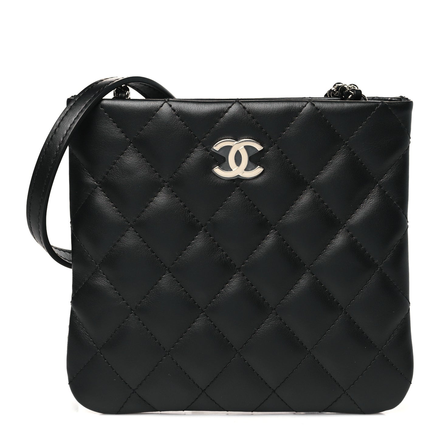 Lambskin Quilted Uniform Crossbody Bag Black