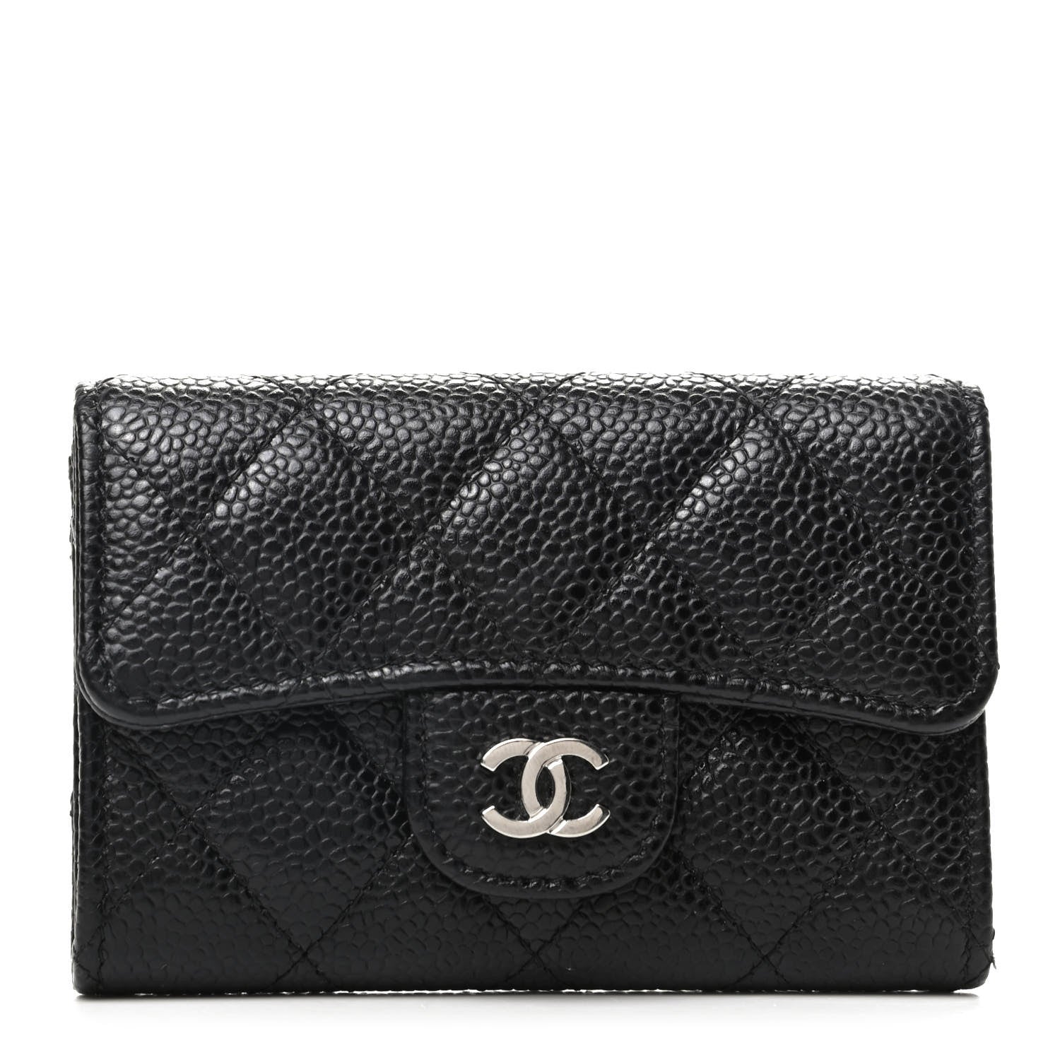 Chanel Caviar Quilted Flap Card Holder Wallet Black 1 of 9