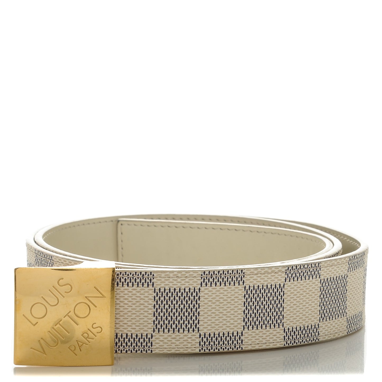 Damier Azur LV Paris Buckle Belt 90 36 Gold