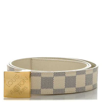 Louis Vuitton Damier Azur LV Paris Buckle Belt 90 36 Gold 1 of 6
