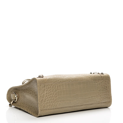 Balenciaga Calfskin Crocodile Embossed Classic Gold Hardware City Beige Latte 4 of 7