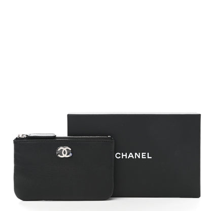 Chanel Goatskin Camellia CC Cosmetic Pouch Black 8 of 8
