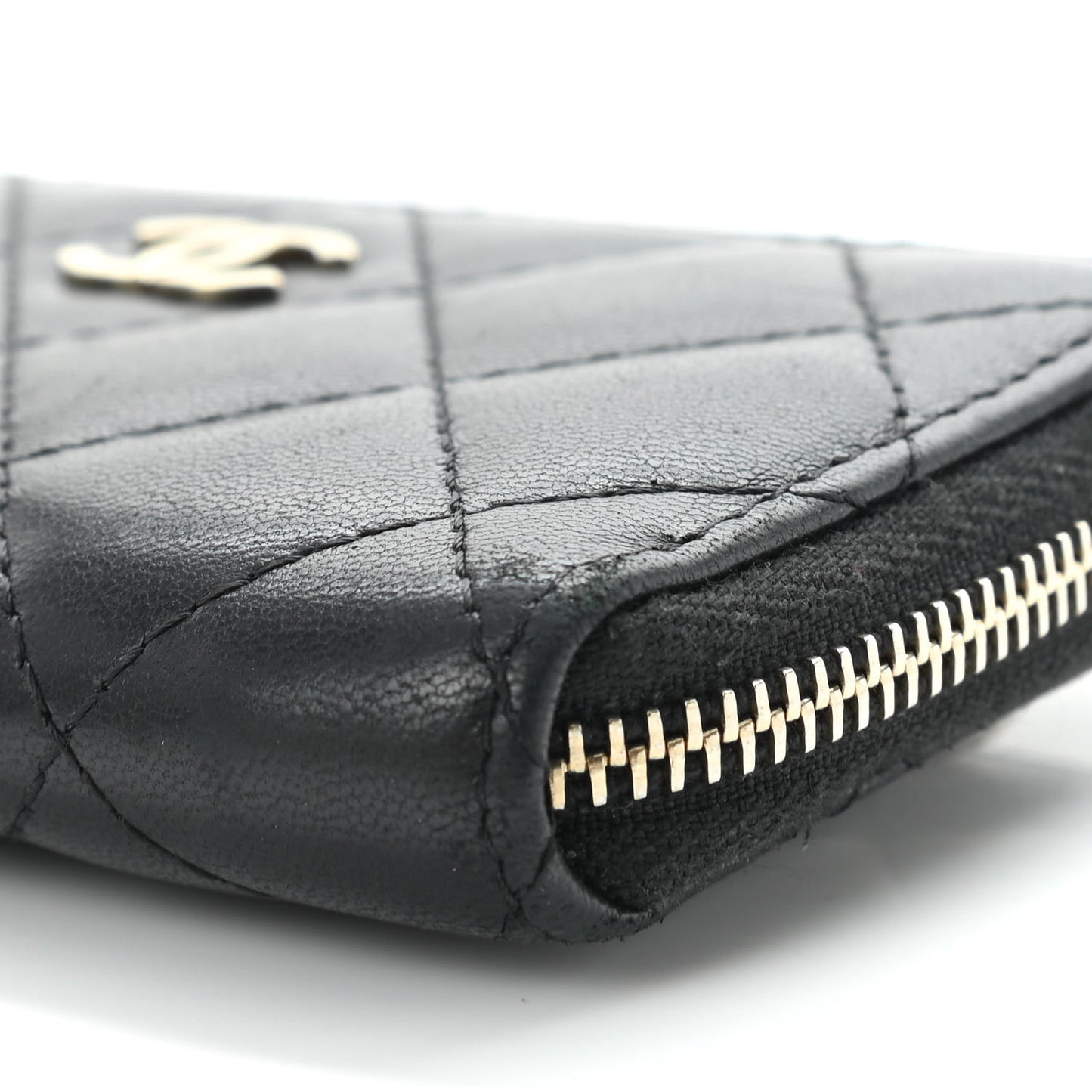 Lambskin Quilted Key Holder Case Black