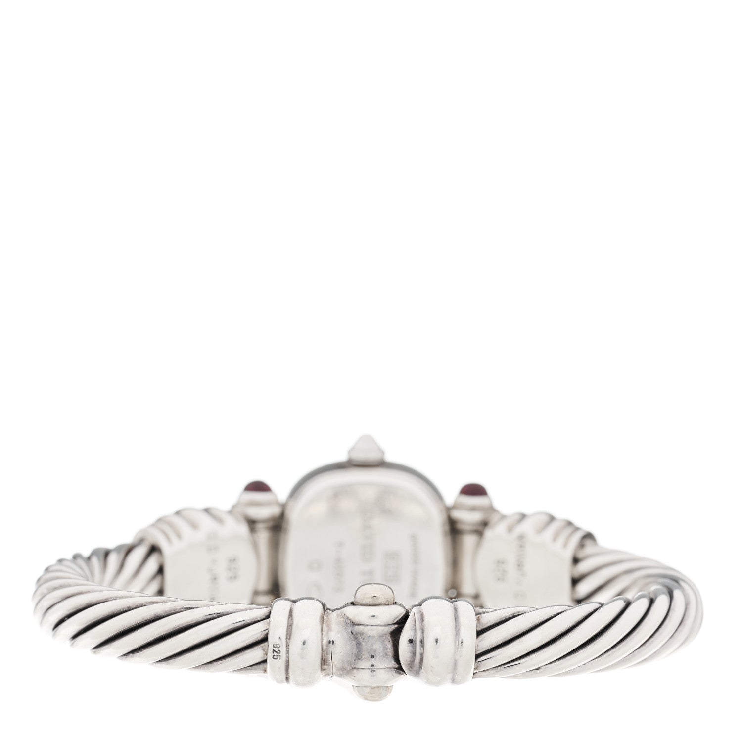 David Yurman Sterling Silver Diamond Bezel Mother of Pearl Pink Tourmaline 21mm Classic Cable Quartz Watch 3 of 4