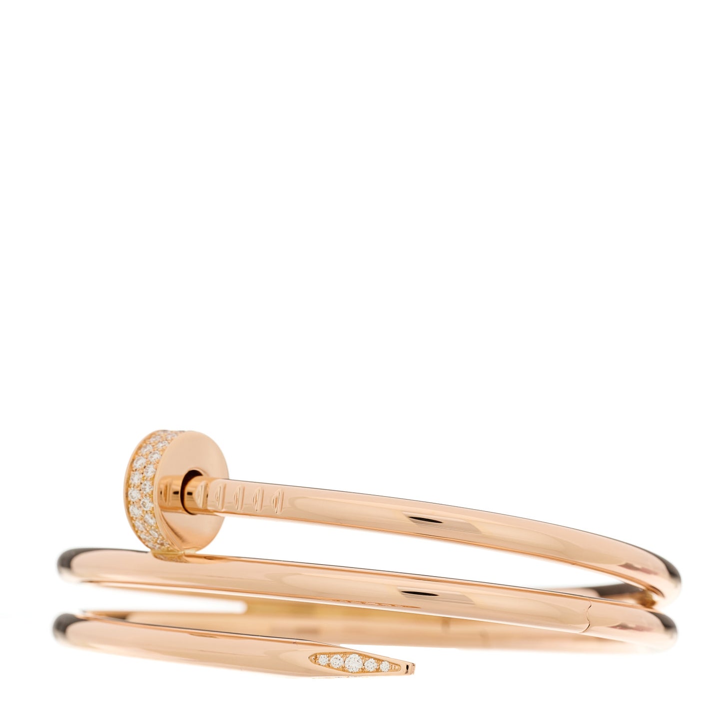18K Pink Gold Diamond Double Wrap Juste Un Clou Bracelet 15