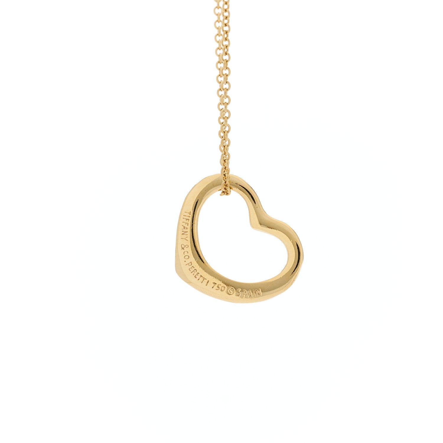 Tiffany 18K Yellow Gold 16mm Elsa Peretti Open Heart Pendant Necklace 5 of 5