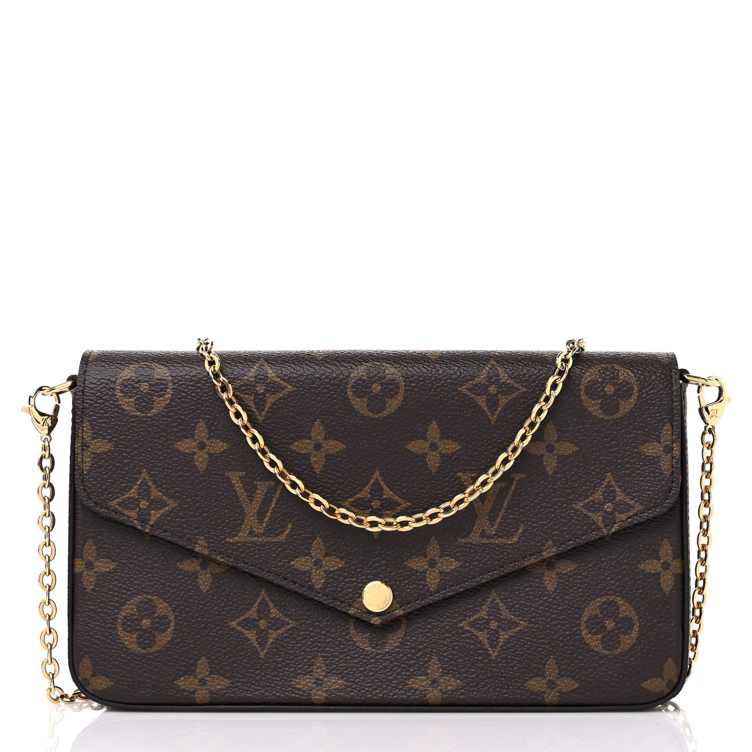 Louis Vuitton Monogram Pochette Felicie Chain Wallet Fuchsia 3 of 10