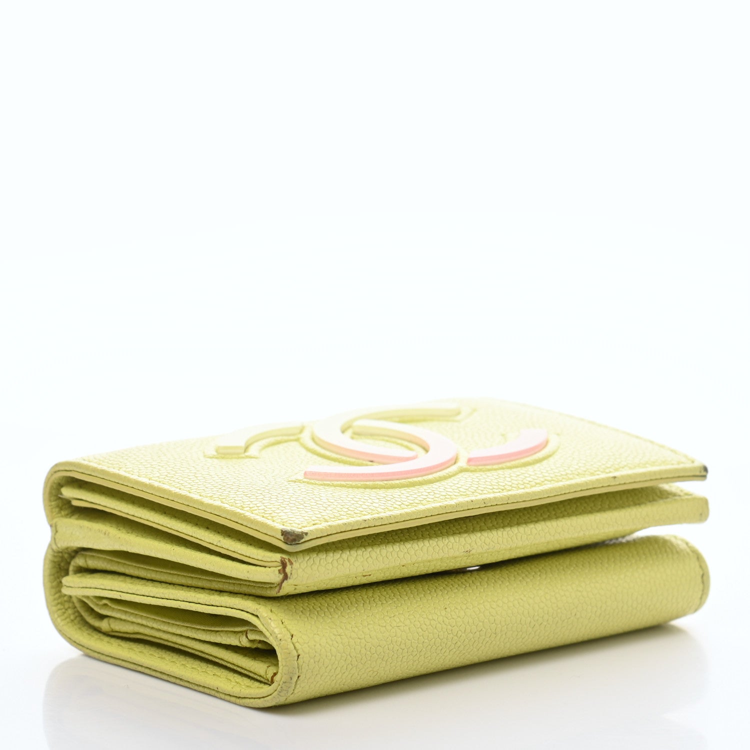 Chanel Caviar Tri-Fold Wallet Light Pink Light Green 4 of 16