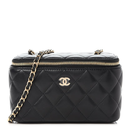 Chanel Lambskin Quilted Small Vanity Case With Chain Black 1 of 11