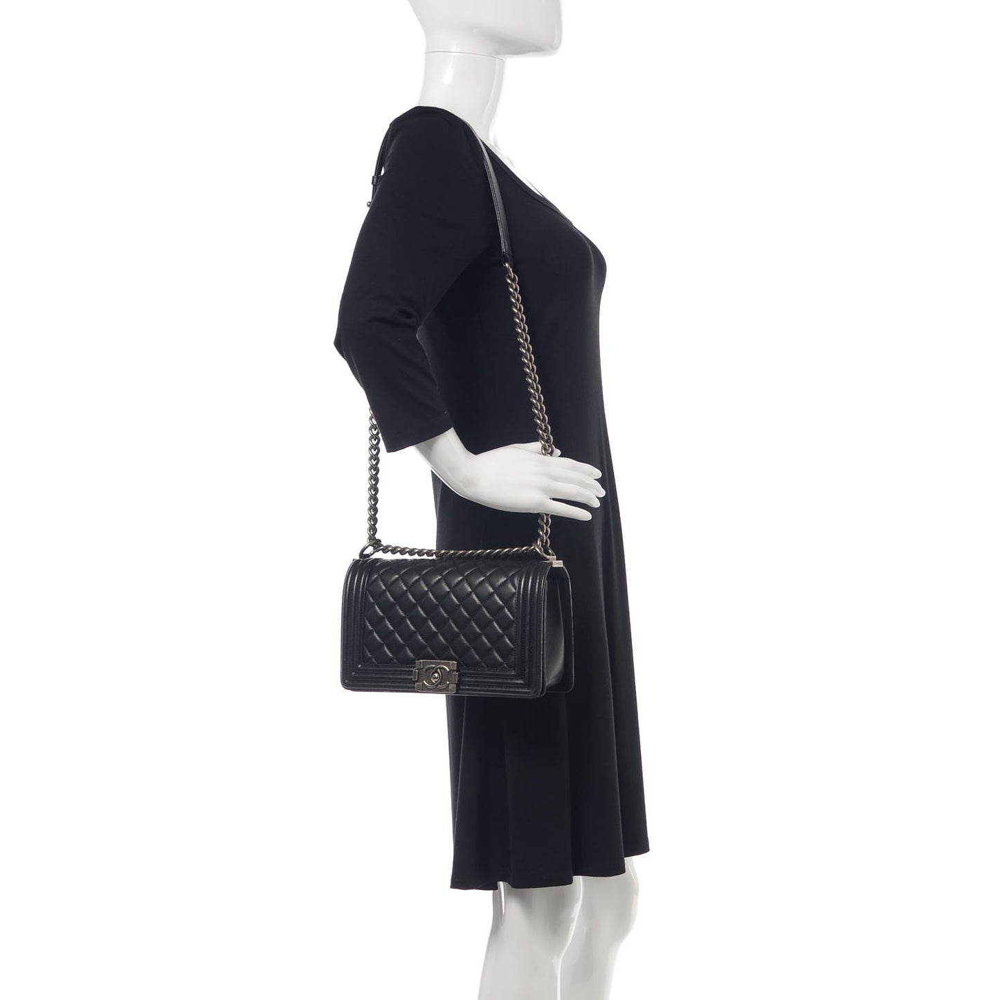 Lambskin Quilted Medium Boy Flap Black