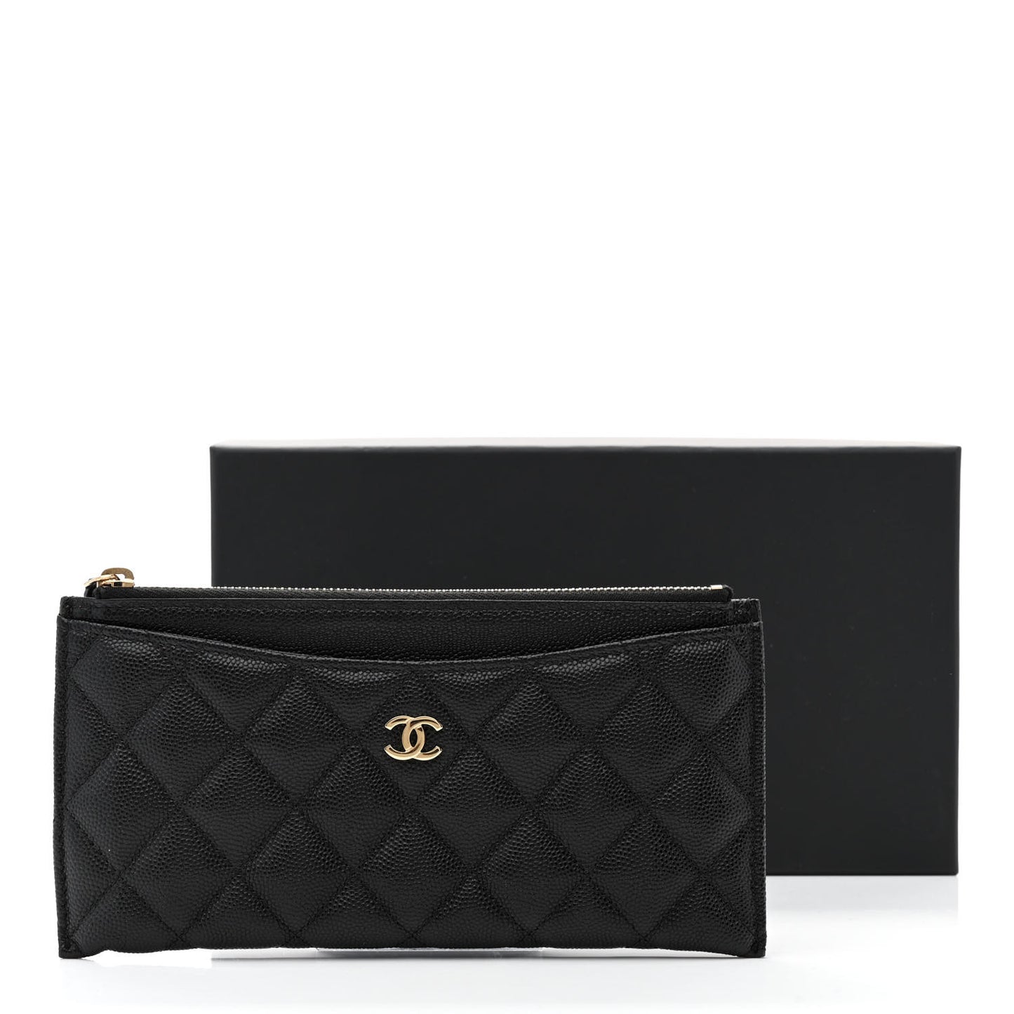 Caviar Quilted Classic Zip Pouch Black