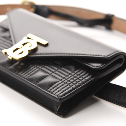 Burberry Smooth Calfskin Quilted Check TB Envelope Belt Bag Black 7 of 12
