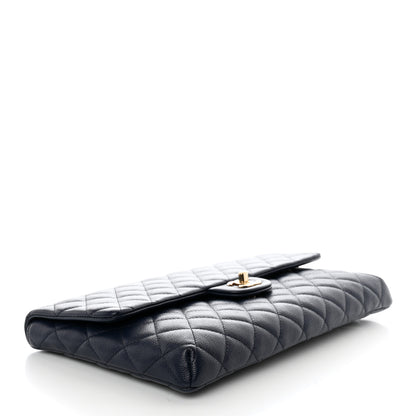 Chanel Caviar Quilted Flap Clutch Navy 4 of 8