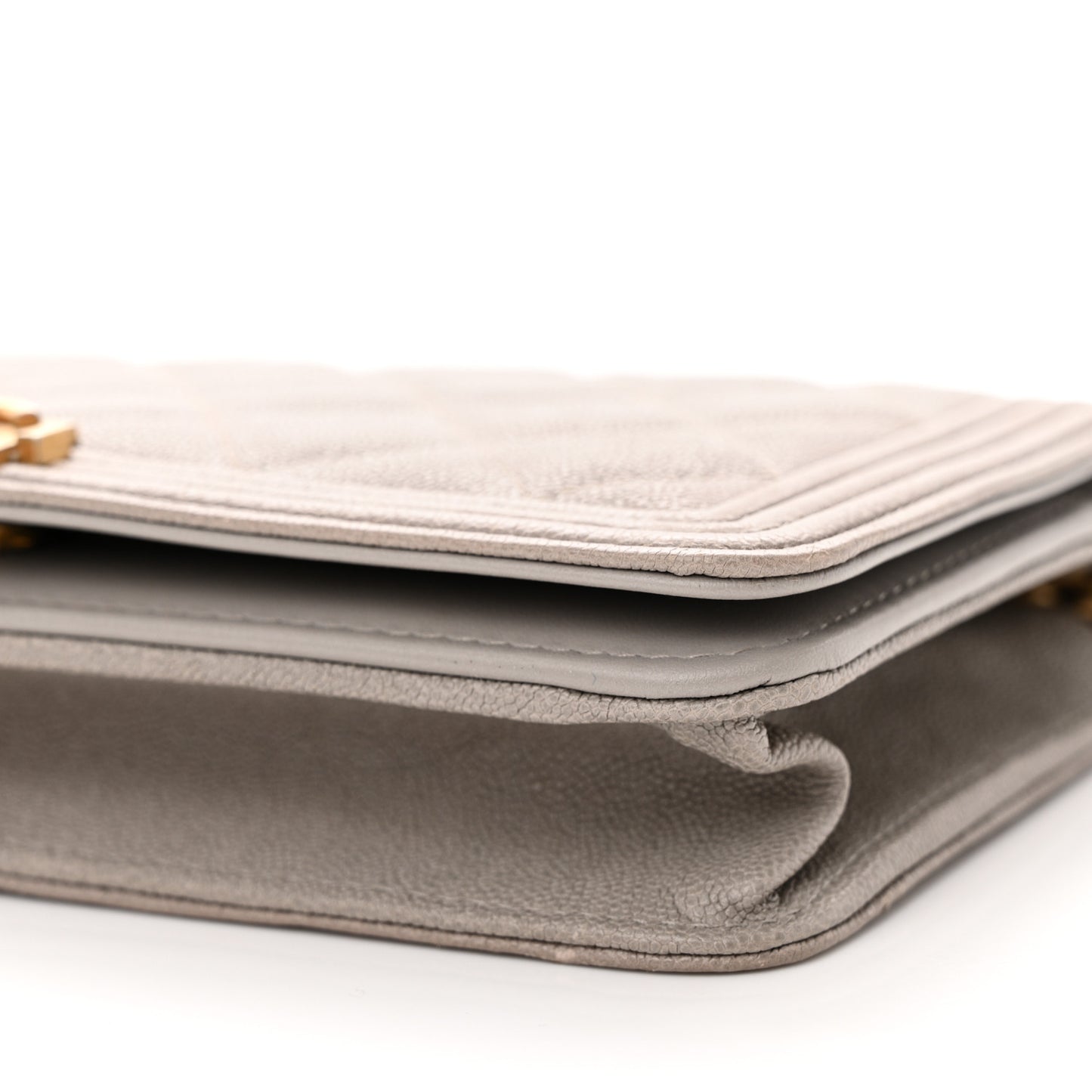 Caviar Quilted Boy Wallet On Chain WOC Grey