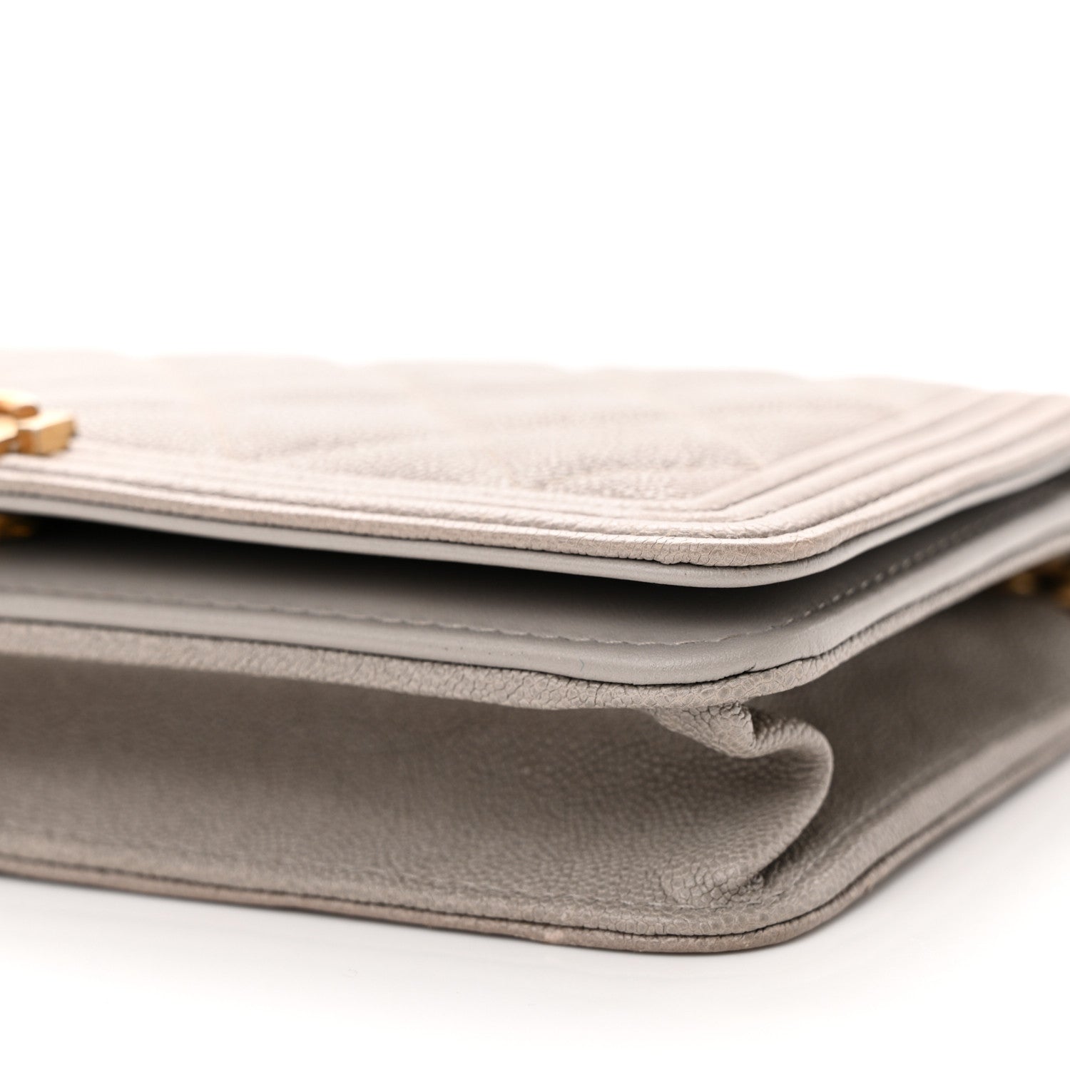 Chanel Caviar Quilted Boy Wallet On Chain WOC Grey 11 of 14