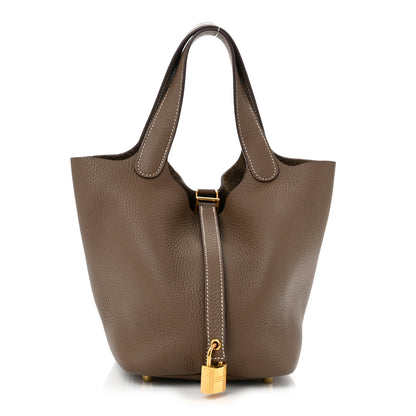 Hermes Taurillon Clemence Picotin Lock 18 PM Etoupe 1 of 11