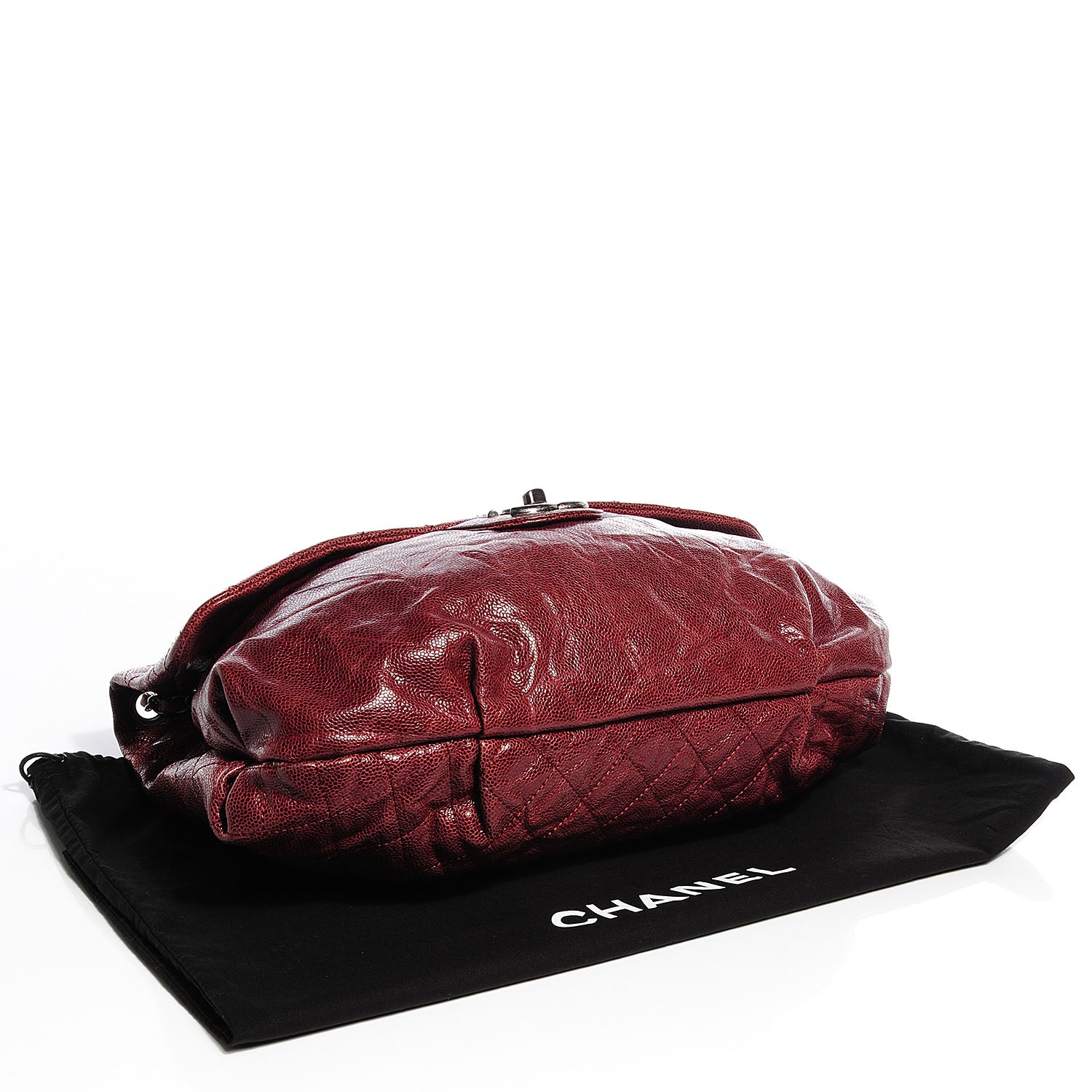 Chanel Grained Calfskin Maxi Elastic Flap Burgundy 4 of 8