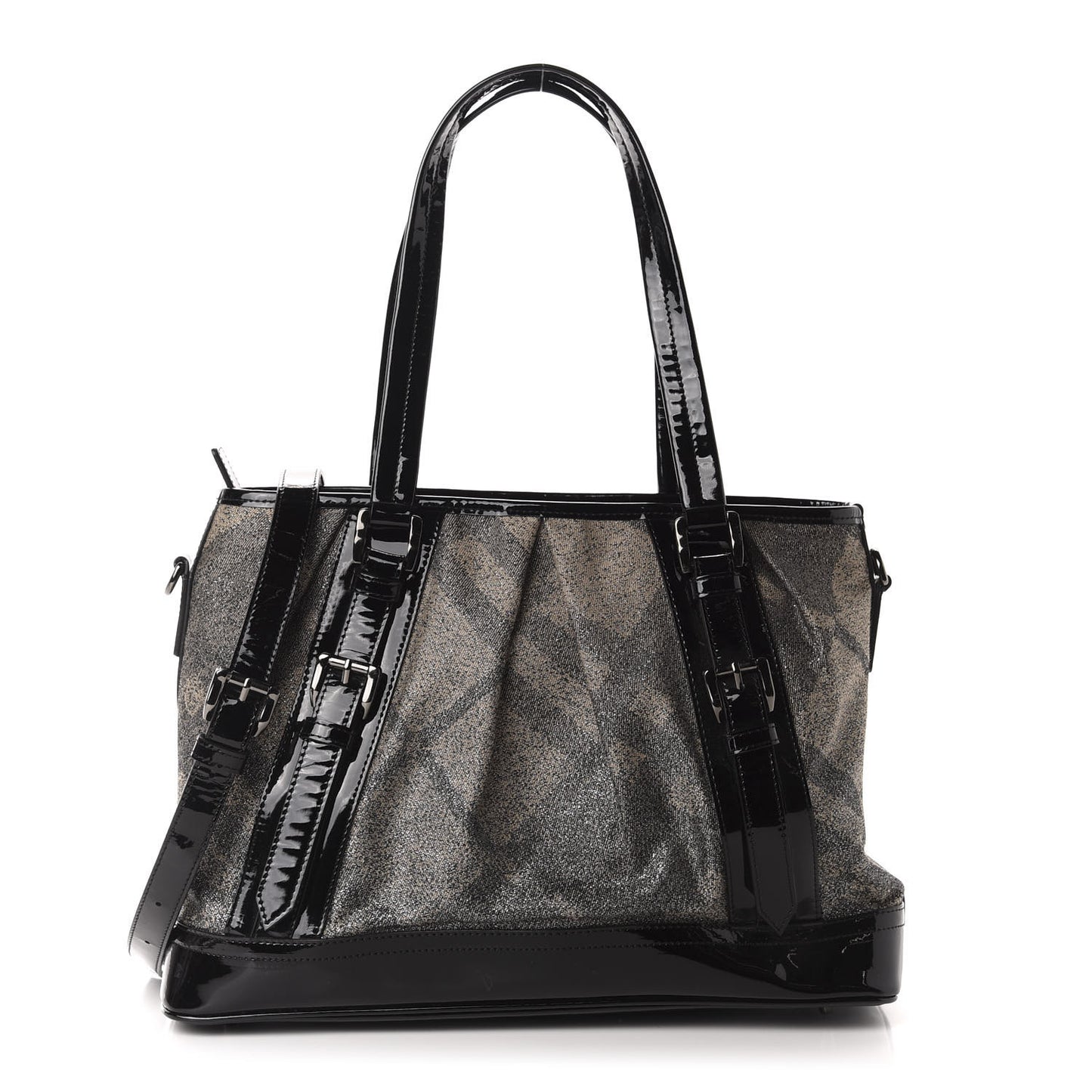 Shimmer Check Degrade Medium Tote Black