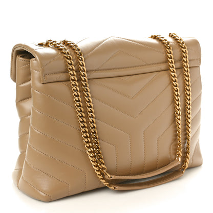 Saint Laurent Calfskin Y Quilted Monogram Medium Loulou Chain Satchel Dark Beige 3 of 10