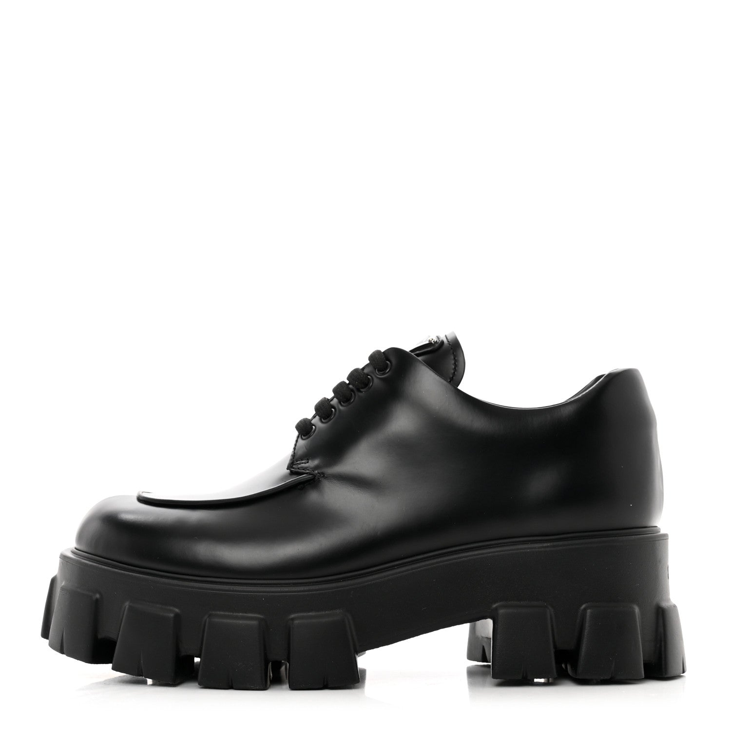 Prada Spazzolato Rois Monolith 55mm Derby Loafers 39 Black 1 of 8