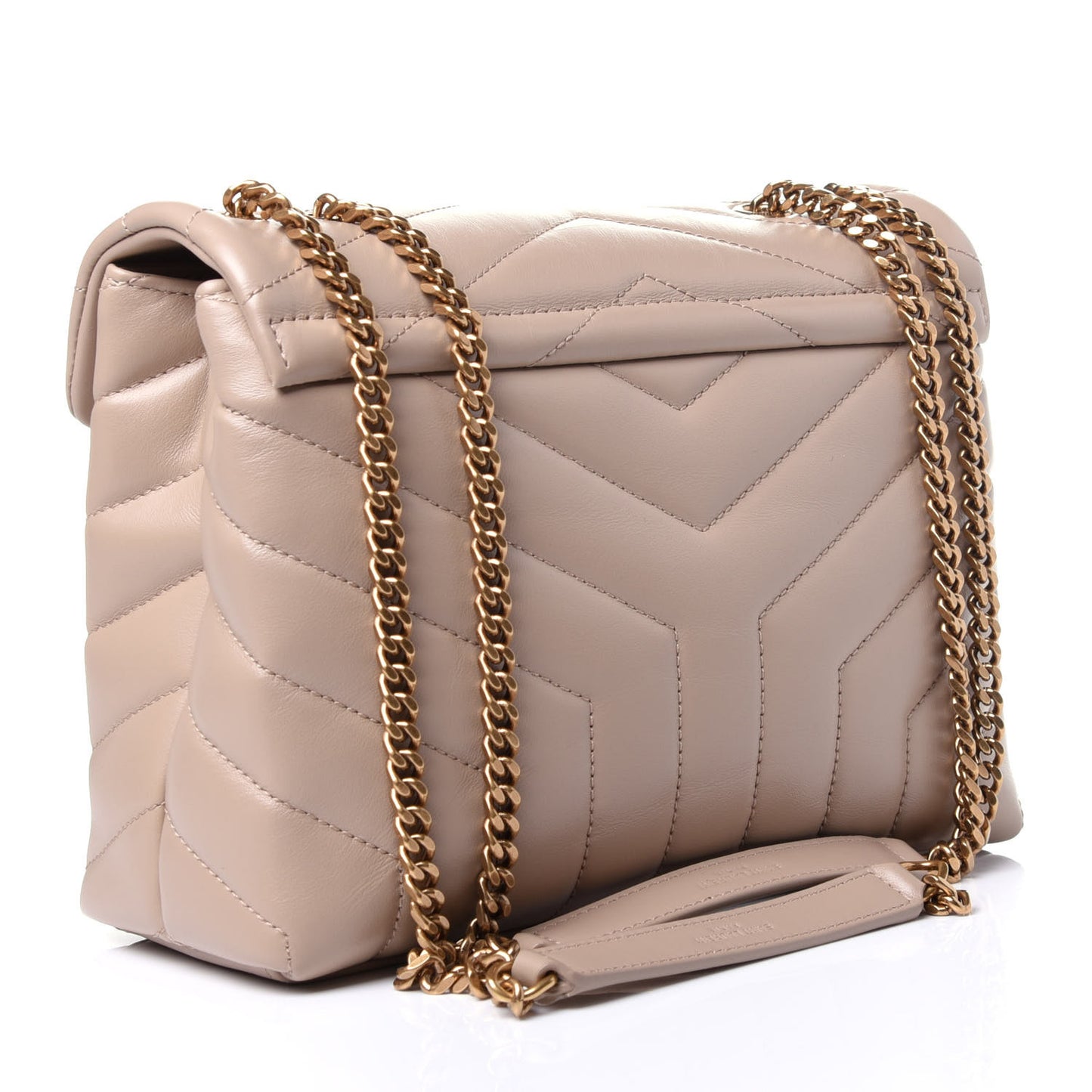 Calfskin Y Quilted Monogram Small Loulou Chain Satchel Dark Beige
