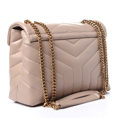 Saint Laurent Calfskin Y Quilted Monogram Small Loulou Chain Satchel Dark Beige 3 of 11