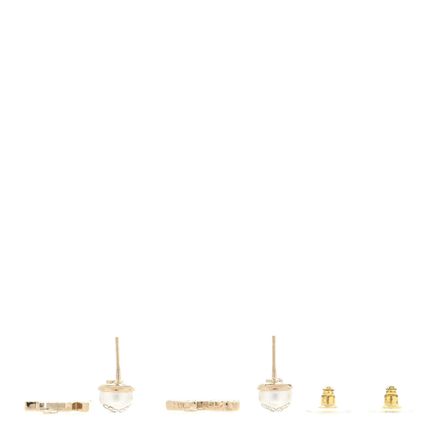 Chanel Crystal Pearl Cha-Nel Logo Earrings Gold 3 of 4