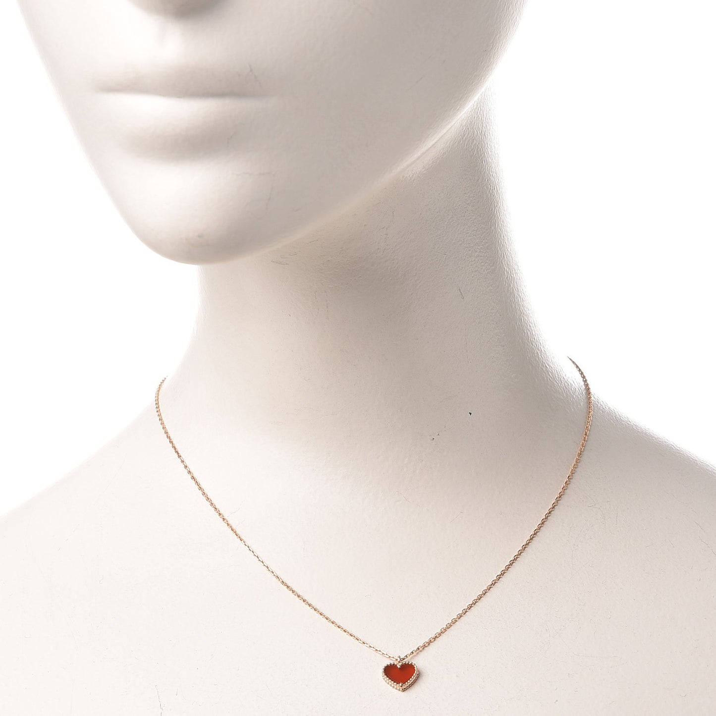18K Rose Gold Carnelian Sweet Alhambra Heart Pendant Necklace