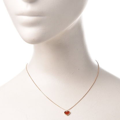 Van Cleef & Arpels 18K Rose Gold Carnelian Sweet Alhambra Heart Pendant Necklace 2 of 8