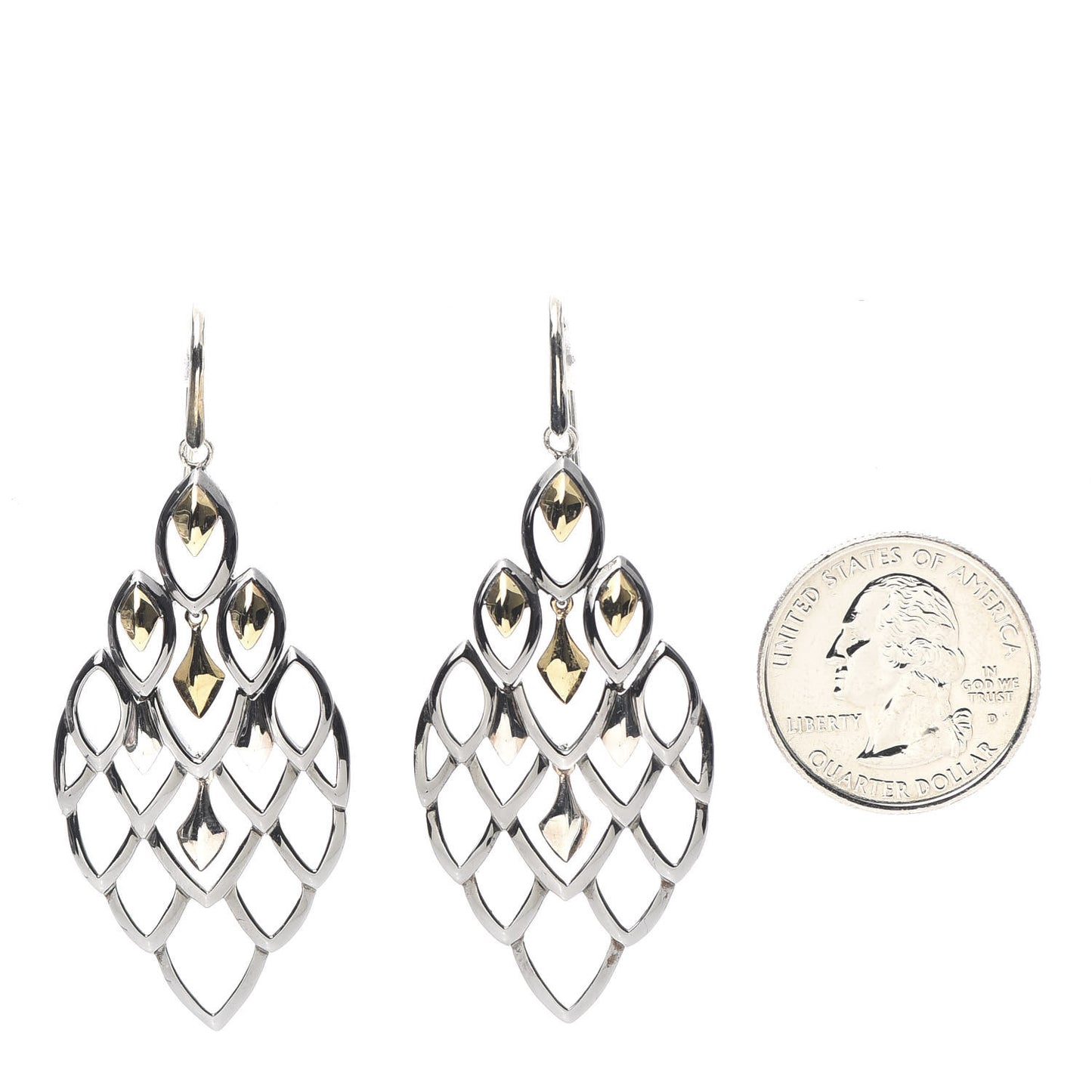 Sterling Silver 18K Yellow Gold Naga Chandelier Earrings