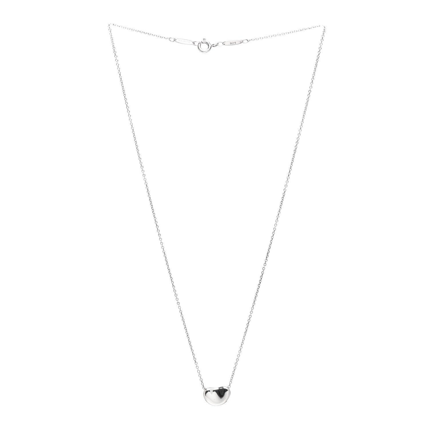 Tiffany Sterling Silver 9mm Elsa Peretti Bean Pendant Necklace 3 of 4