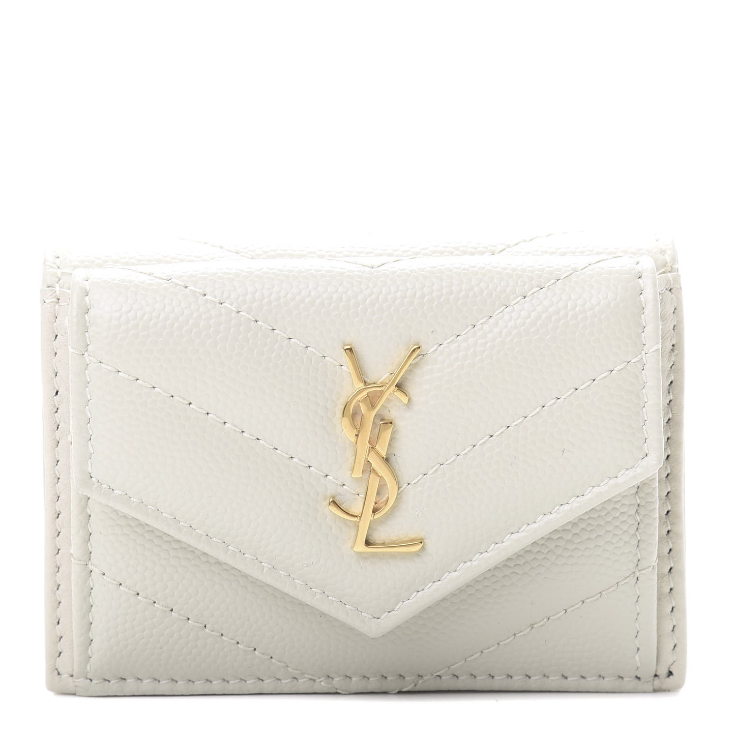 Grain De Poudre Matelasse Chevron Monogram Tiny Wallet Soft Cream