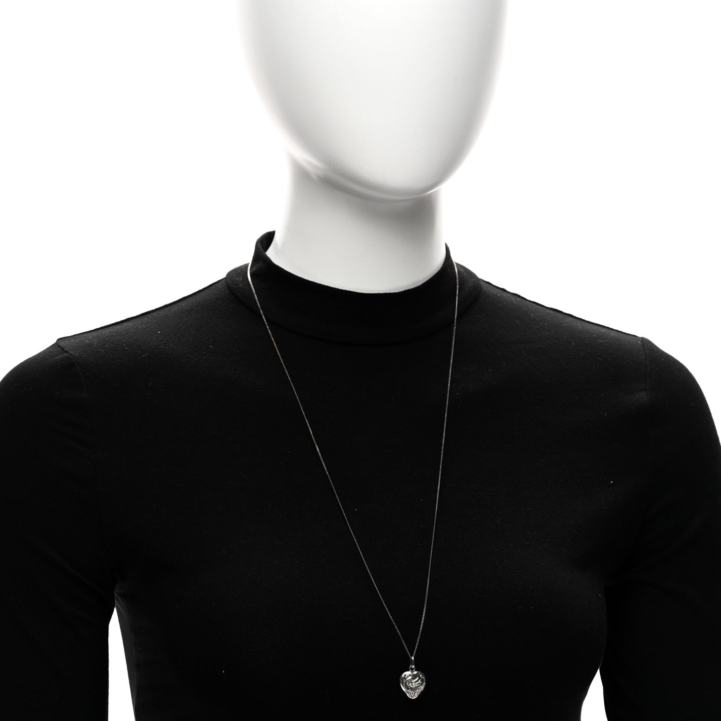 Metal Heart Necklace Silver