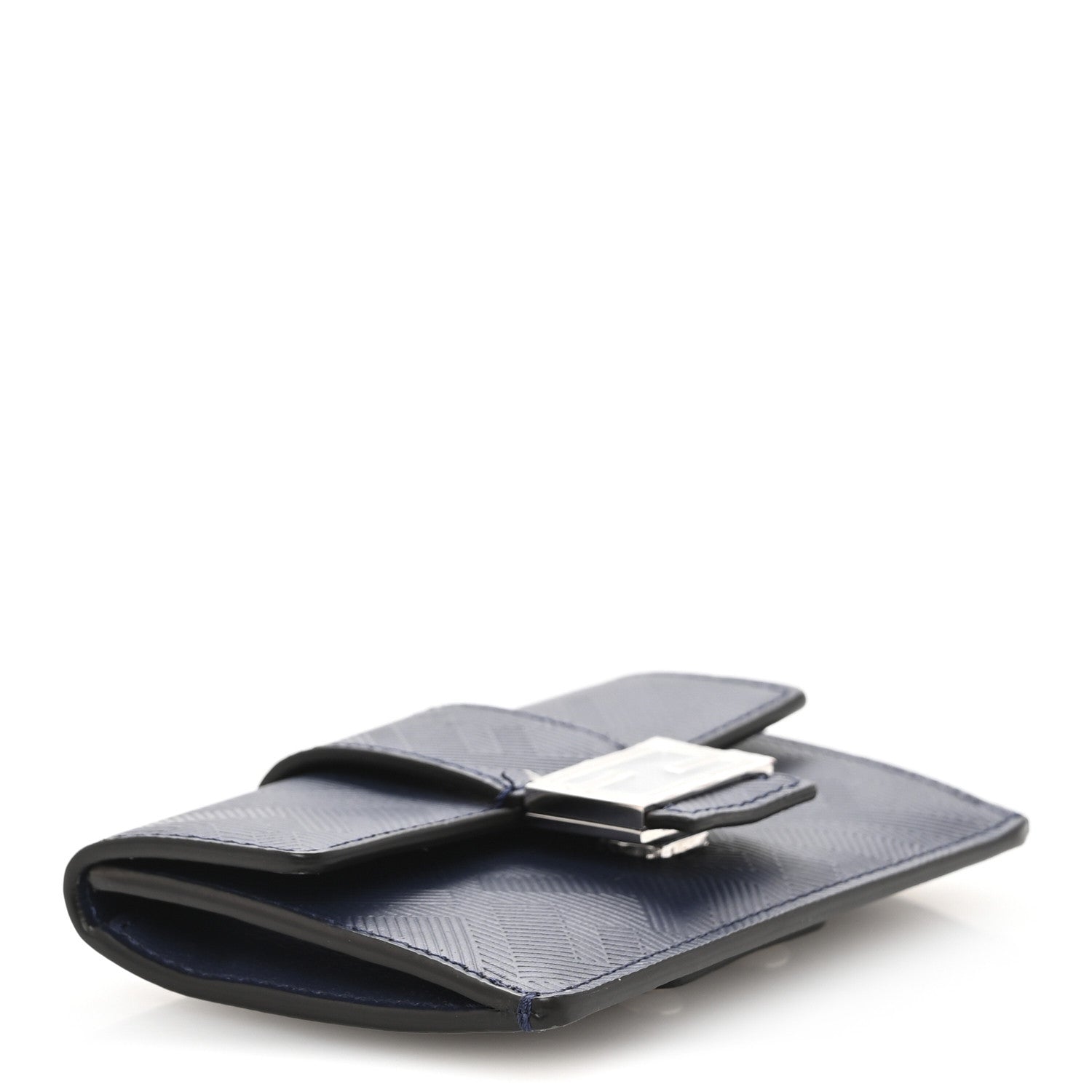 Fendi Calfskin FF Embossed Baguette Card Case Blueberry 4 of 10