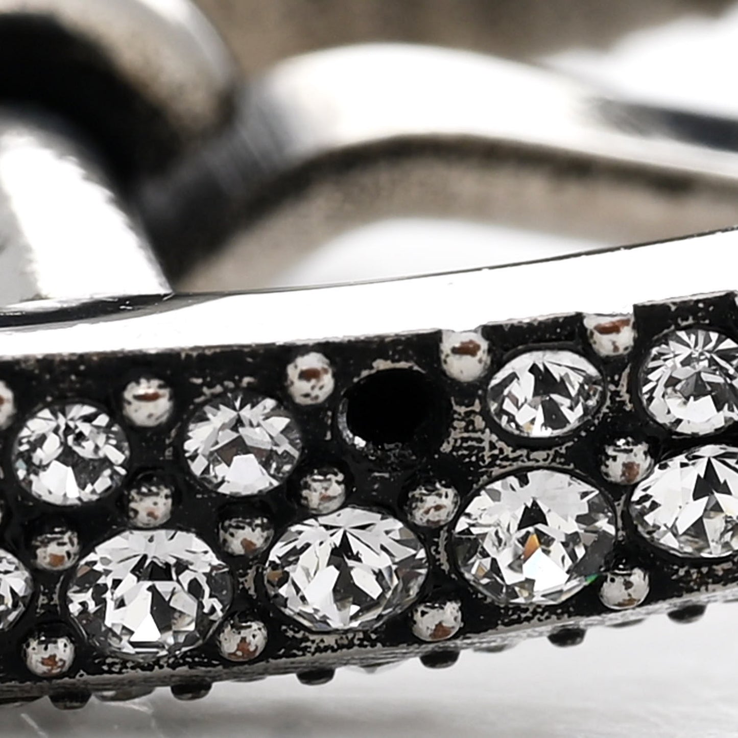 Crystal Cagole Buckle Earrings Antique Silver