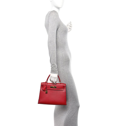 Hermes Courchevel Kelly Sellier 28 Rouge Vif 2 of 16