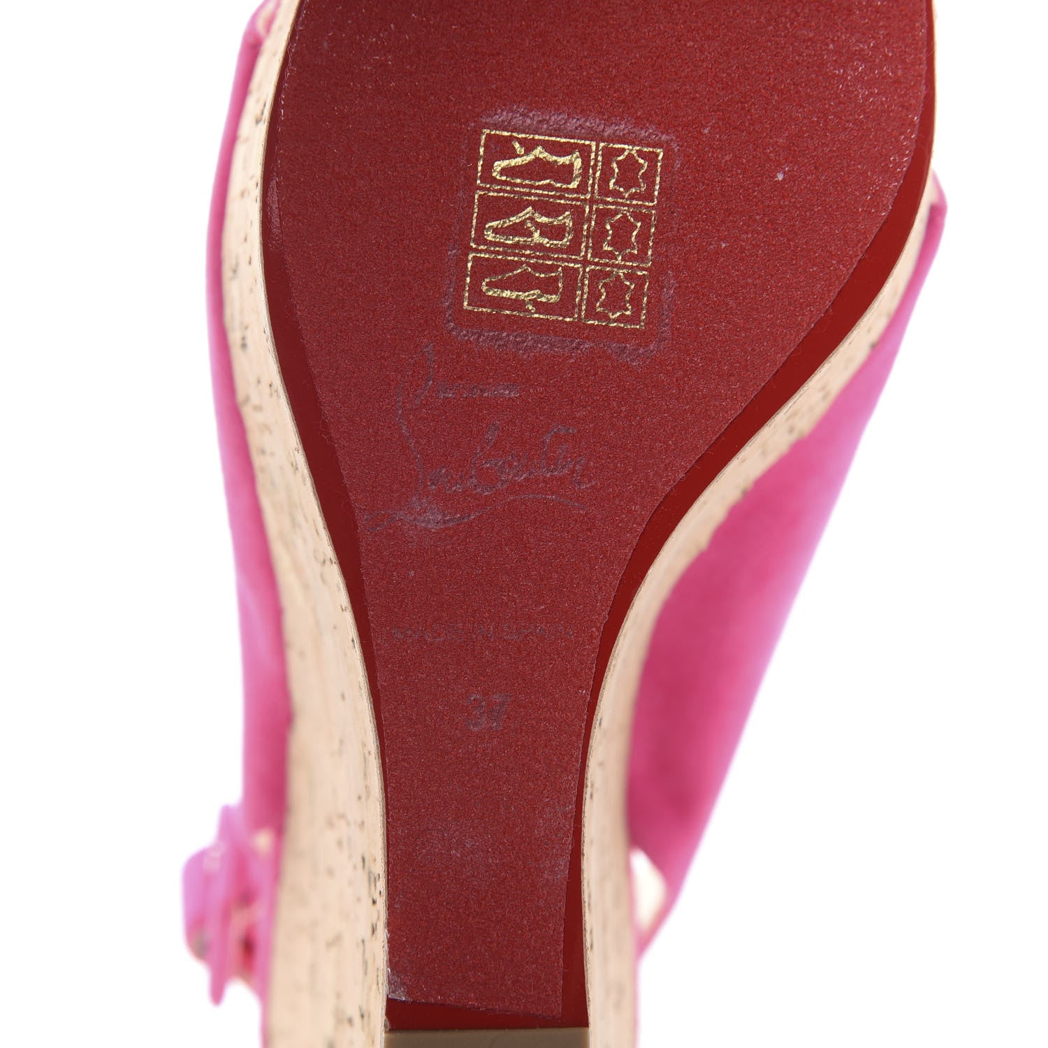 Christian Louboutin Suede Cork Reine De Liege 120 Wedges 37 Pink Natural 7 of 8
