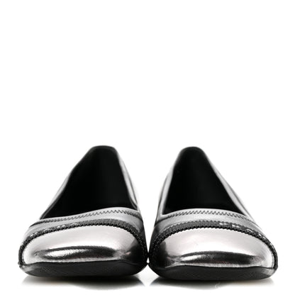 Prada Nappa Metallic Square Toe Ballerina Flats 35.5 Black 3 of 11