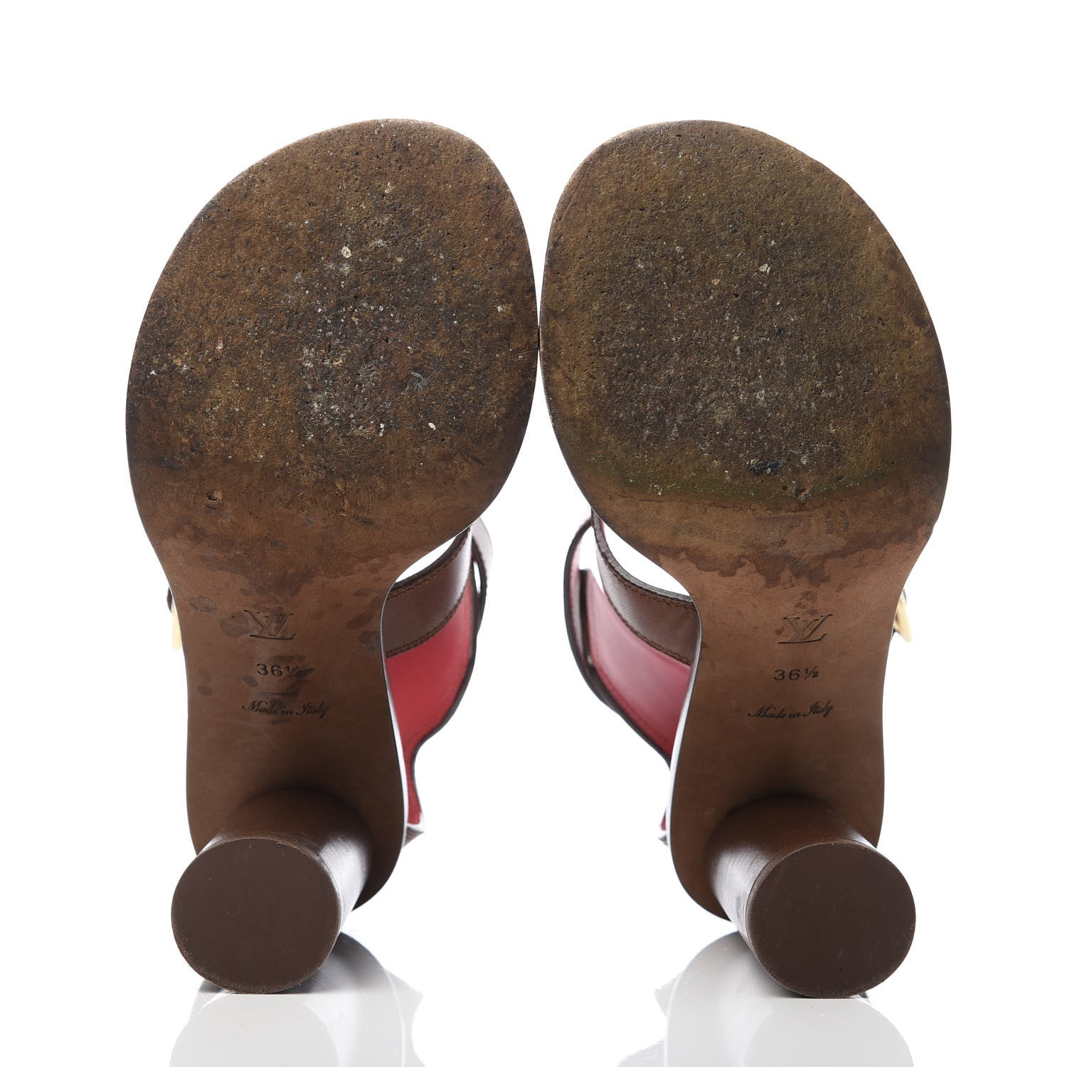 Louis Vuitton Calfskin Monogram Ocean Drive Heeled Sandals 36.5 Cognac 5 of 9