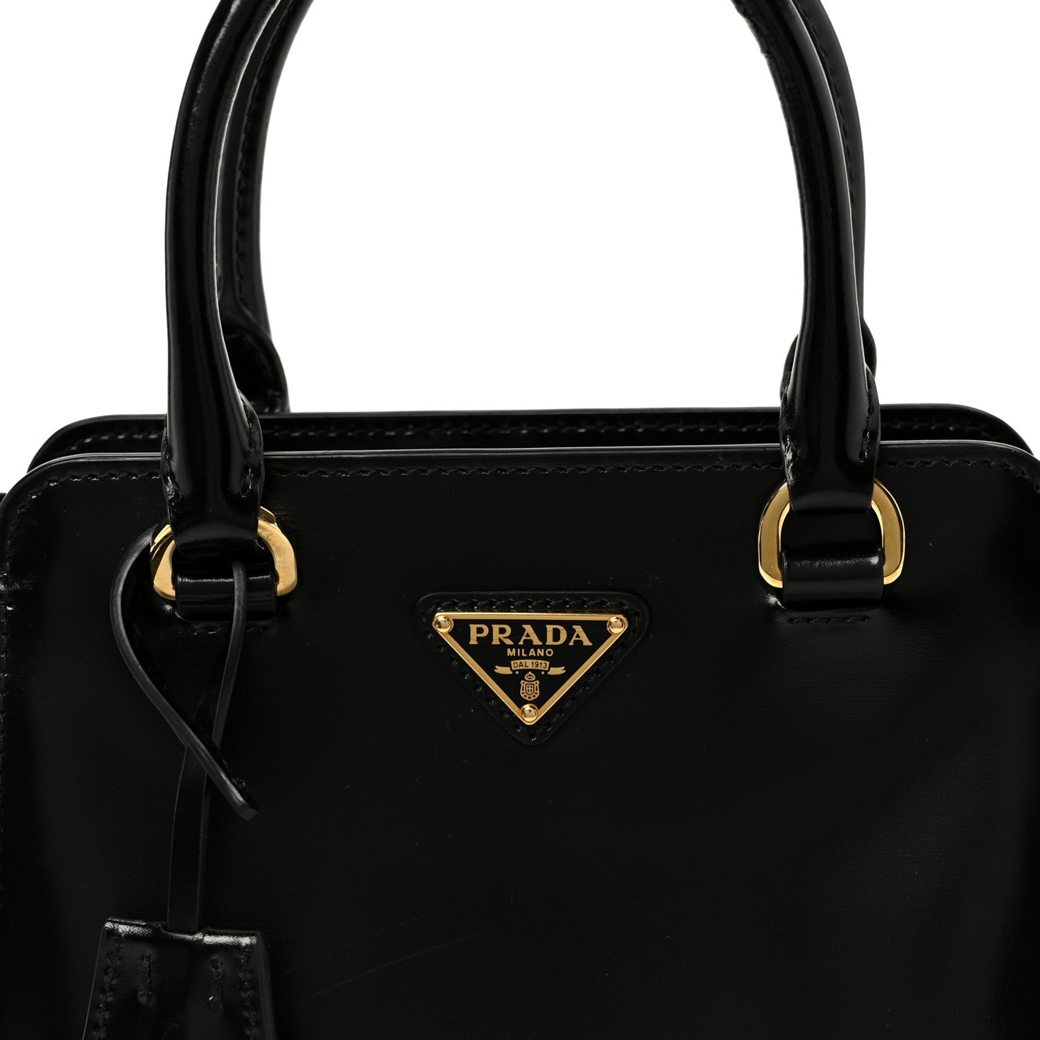 Prada Brushed Calfskin Mini Zippered Crossbody Tote Black 8 of 10
