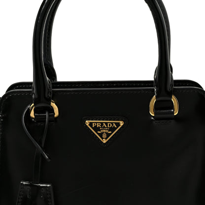 Prada Brushed Calfskin Mini Zippered Crossbody Tote Black 8 of 10