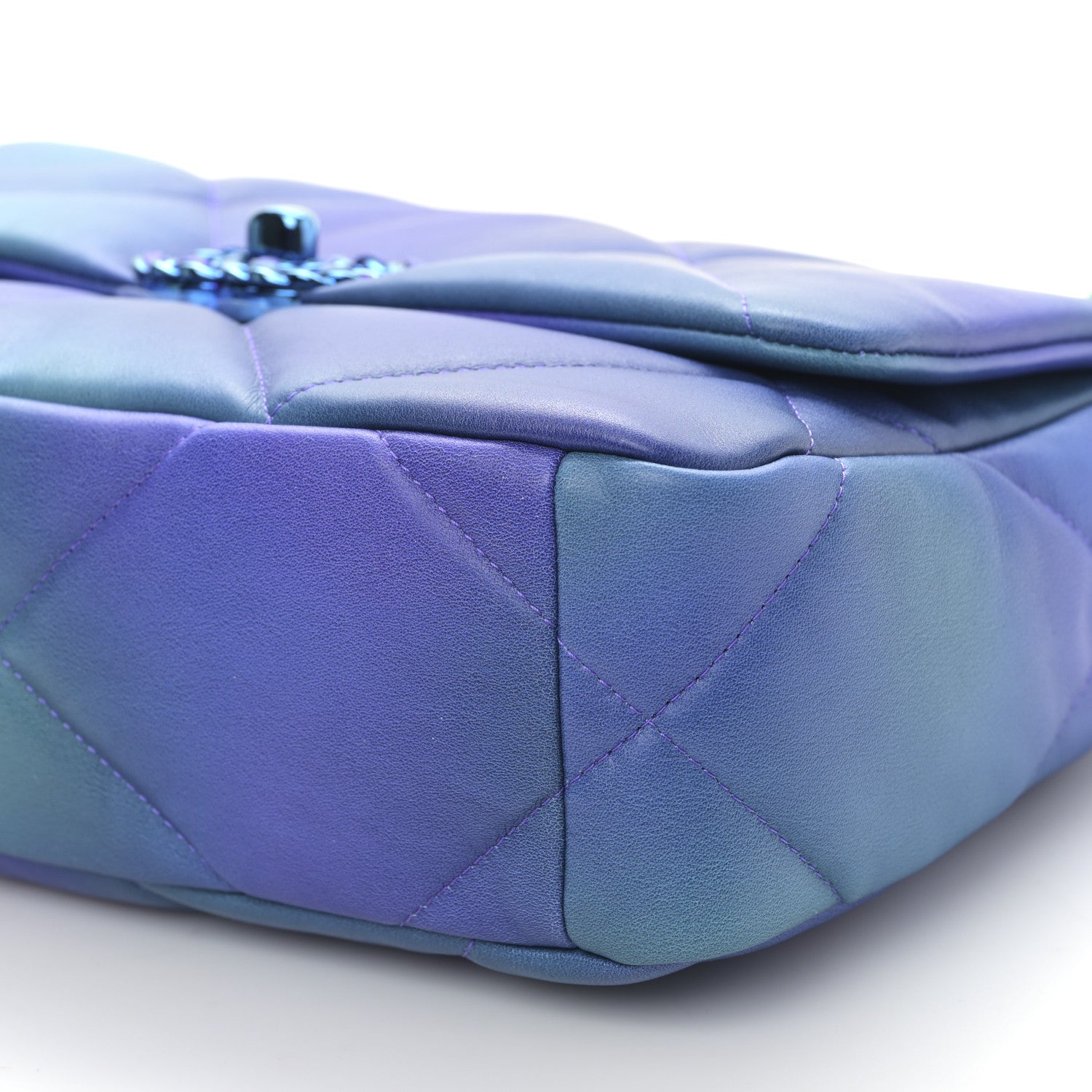 Chanel Tie Dye Calfskin Quilted Medium Chanel 19 Flap Blue Purple 9 of 9