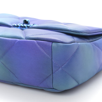 Chanel Tie Dye Calfskin Quilted Medium Chanel 19 Flap Blue Purple 9 of 9