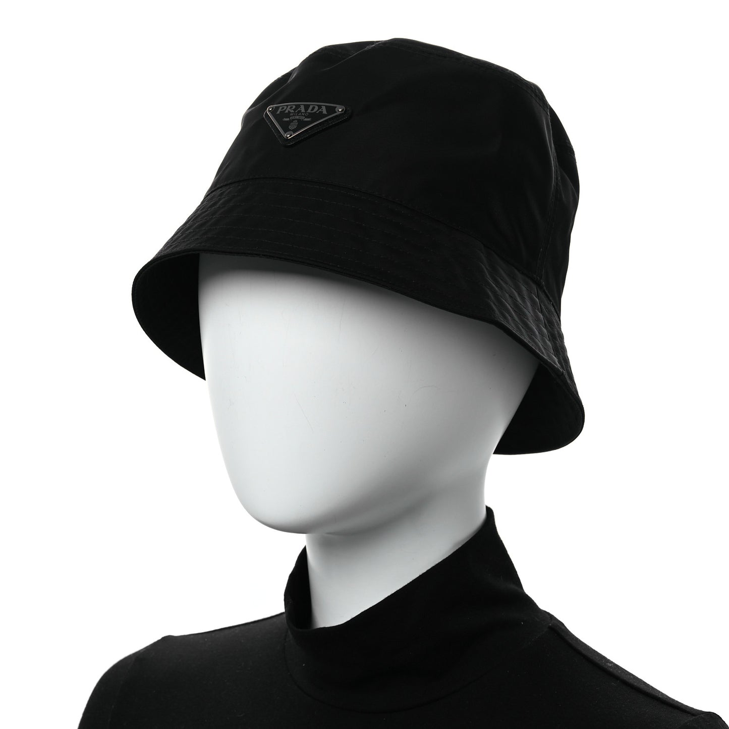 Re-Nylon Rubber Logo Mens Bucket Hat M Black