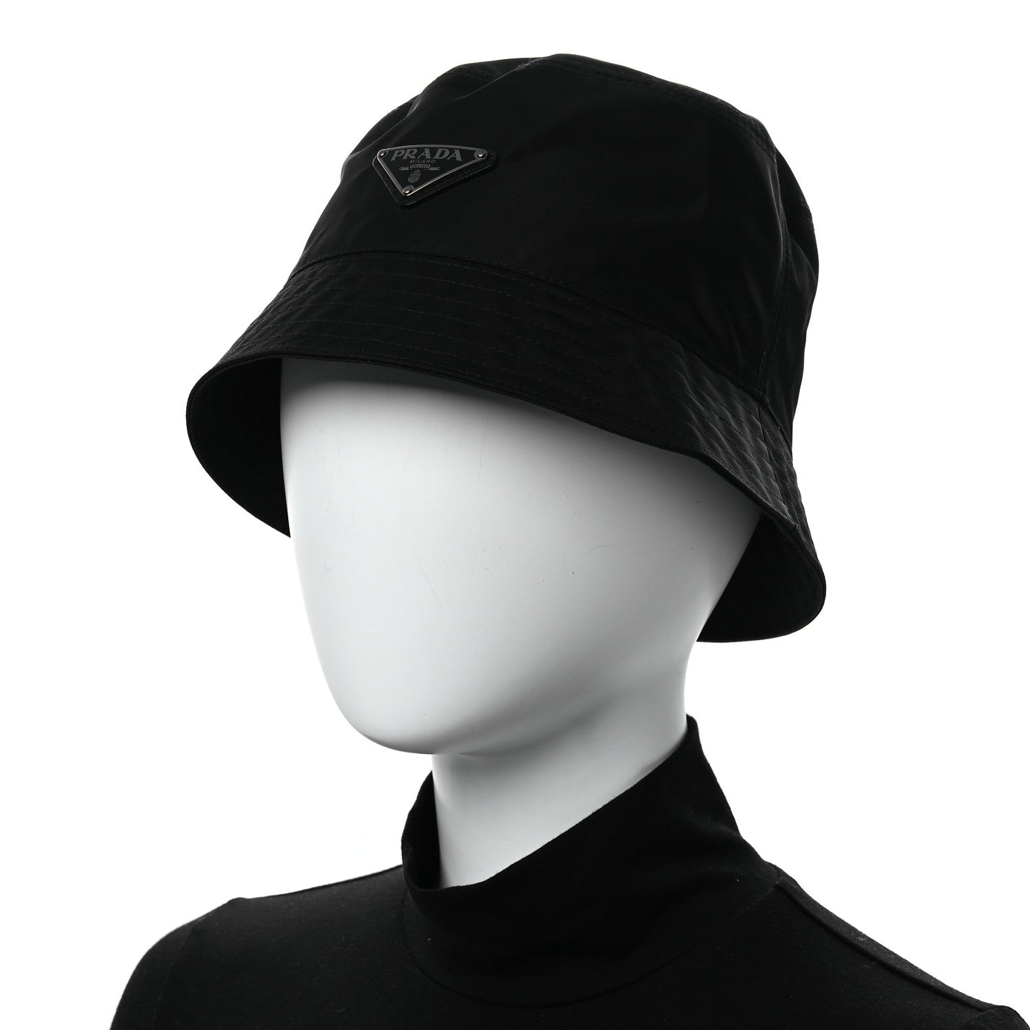Prada Re-Nylon Rubber Logo Mens Bucket Hat M Black 2 of 10