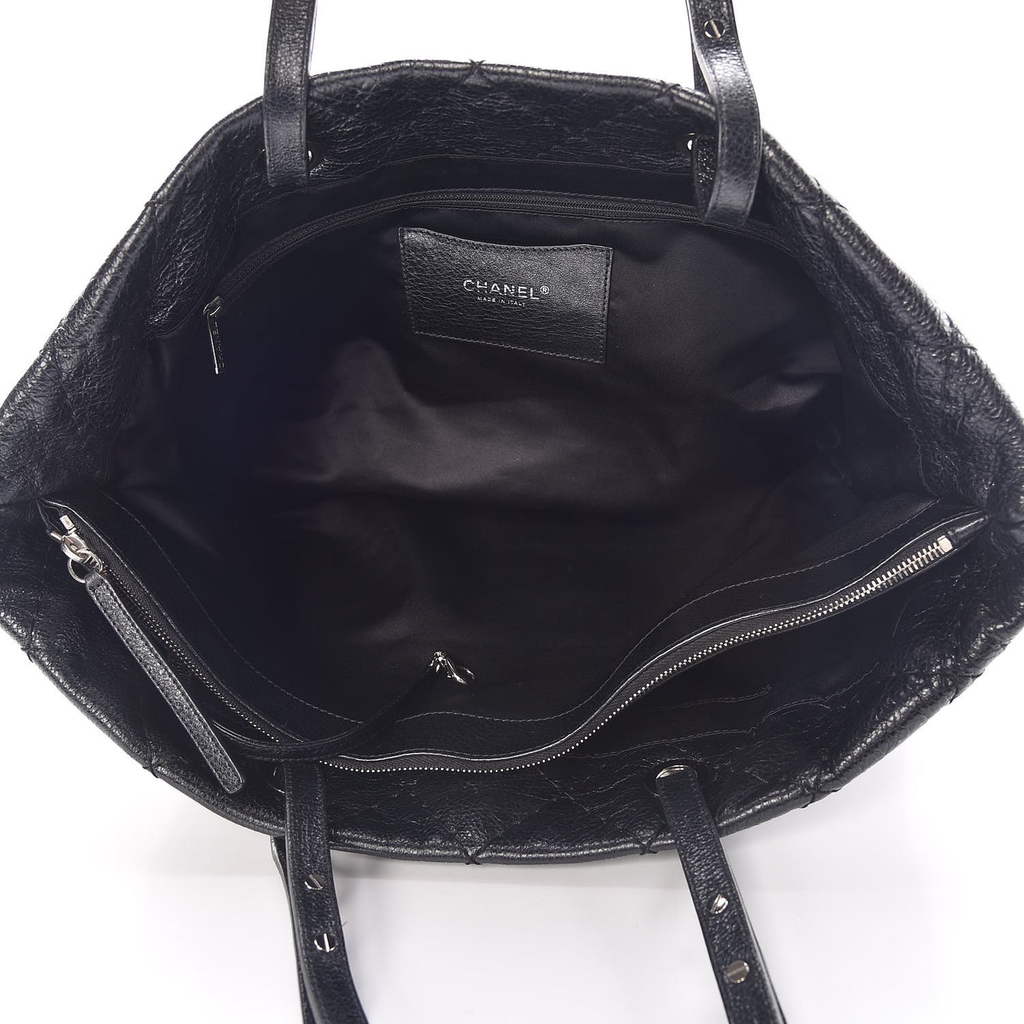 Glazed Calfskin Large On The Road Tote Black